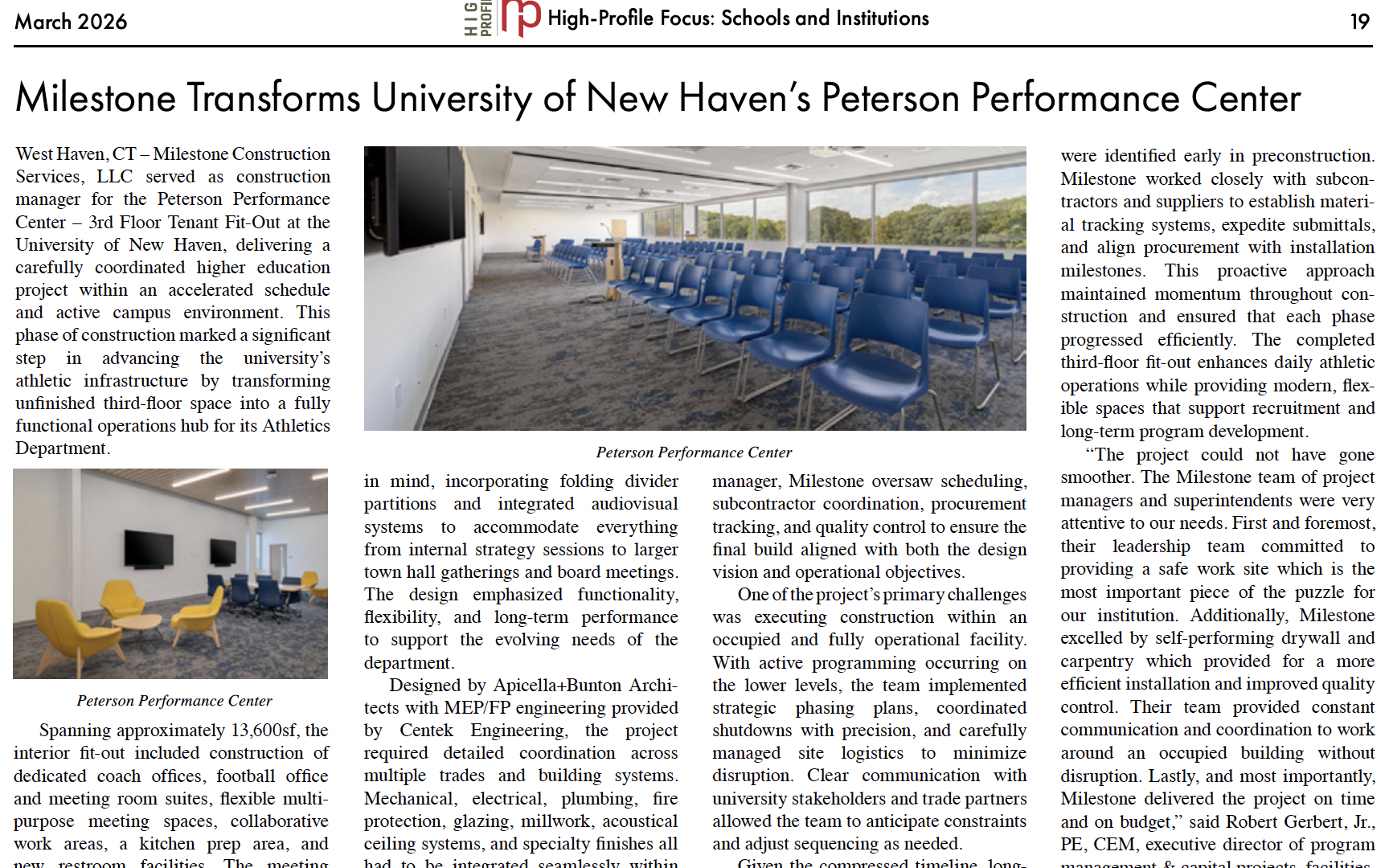 Milestone Project Featured in High-Profile’s Education Issue